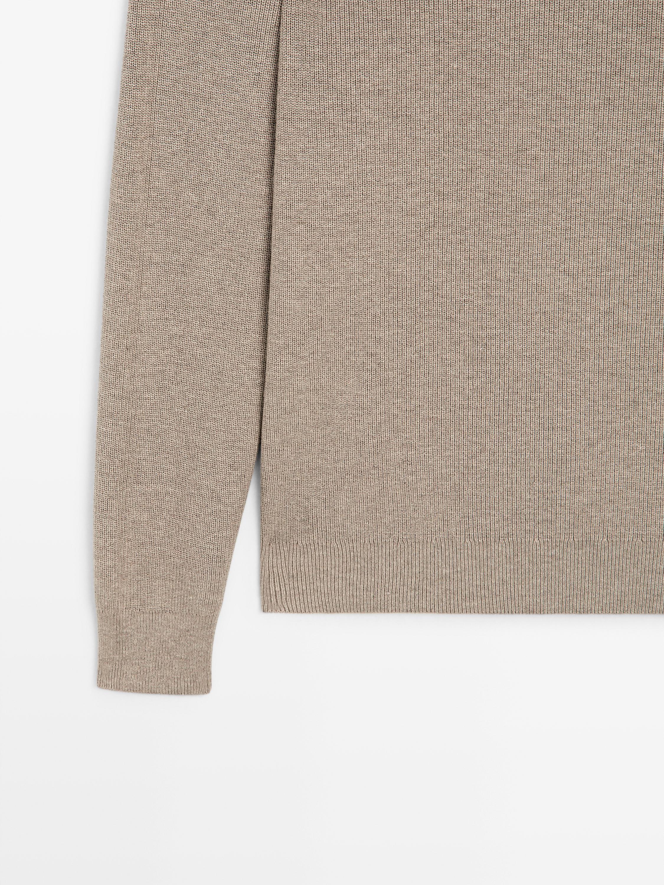 Cotton blend knit sweater with mock turtleneck